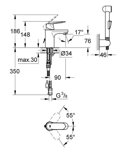 Змішувач для раковини S-розміру Grohe Eurosmart Cosmopolitan (23125000) 23125000 фото