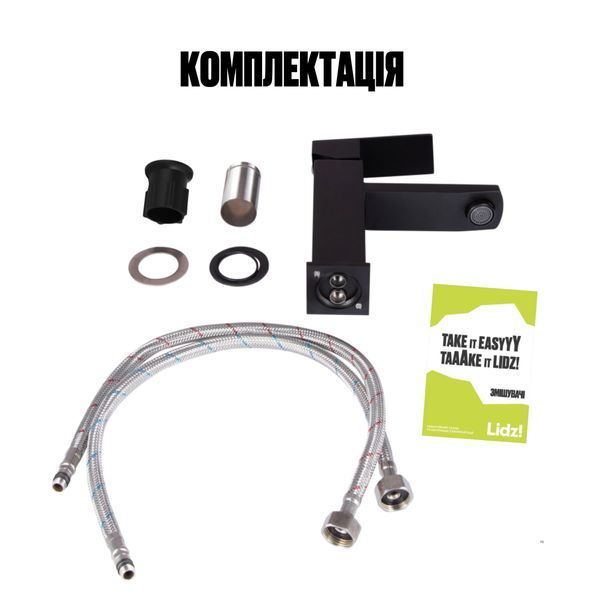 Змішувач для раковини Lidz Kubis 001F (k35) LDKUB001FBLA43376 Black LDKUB001FBLA43376 фото