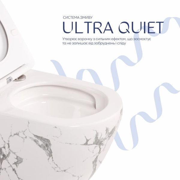 Унітаз підвісний Robin Ultra Quiet 490&times;365&times;325&nbsp;мм, Marble, з сидінням Slim Duroplast / Soft-close / Quick Release QT13332381АSMR Qtap SD00054281 фото