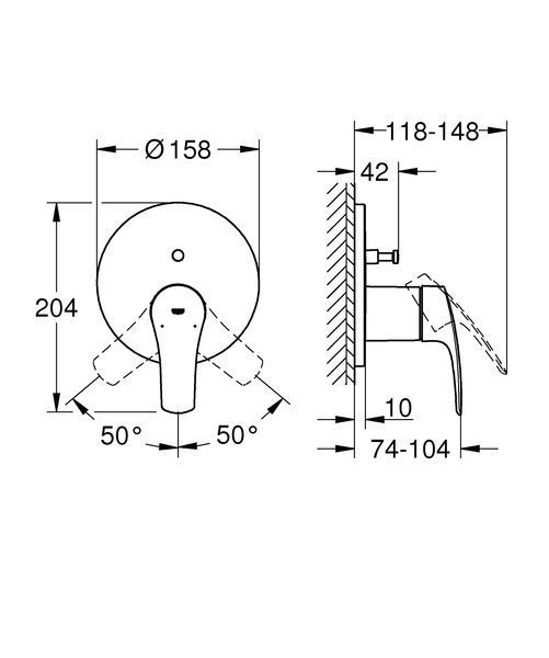Змішувач прихованого монтажу на 2 споживача Grohe Eurosmart New (24043003) 24043003 фото