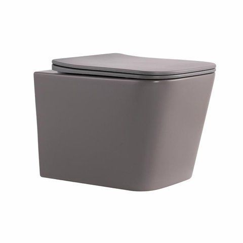 Унітаз підвісний Tern Ultra Quiet 490&times;365&times;325 мм, Stone Grey, з сидінням Slim Duroplast / Soft-close / Quick Release QT17332303ASSG Qtap SD00054289 фото