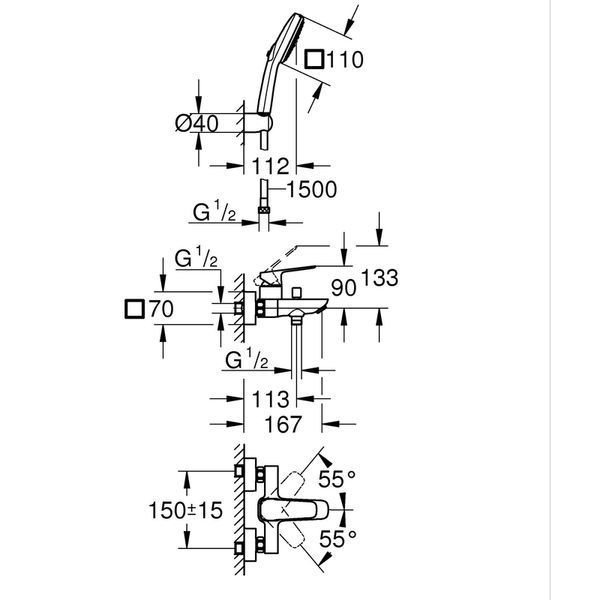 Одноважільний змішувач для ванни Grohe Cubeo (1018142430) 1018142430 фото