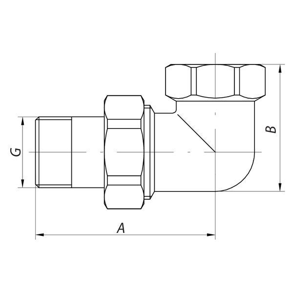 Згін американка (хром) 1/2 "кутовий Koer KR.342.chr (KR2705) KR2705 фото