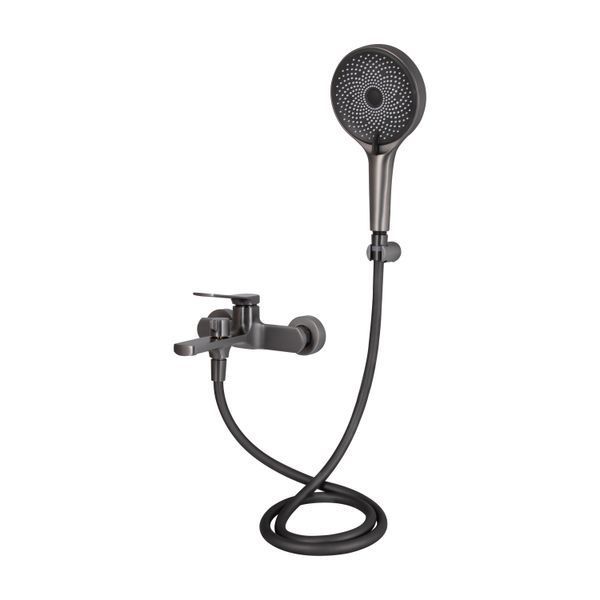 Змішувач для ванни Qtap Slavonice (з душовим гарнітуром) QTSLV259GMB48035 Gunmetal Black PVD QTSLV259GMB48035 фото