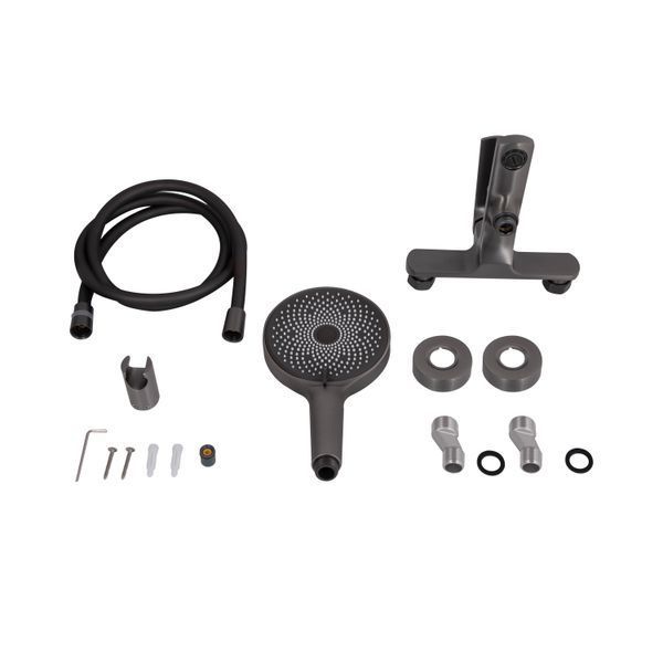 Змішувач для ванни Qtap Slavonice (з душовим гарнітуром) QTSLV259GMB48035 Gunmetal Black PVD QTSLV259GMB48035 фото