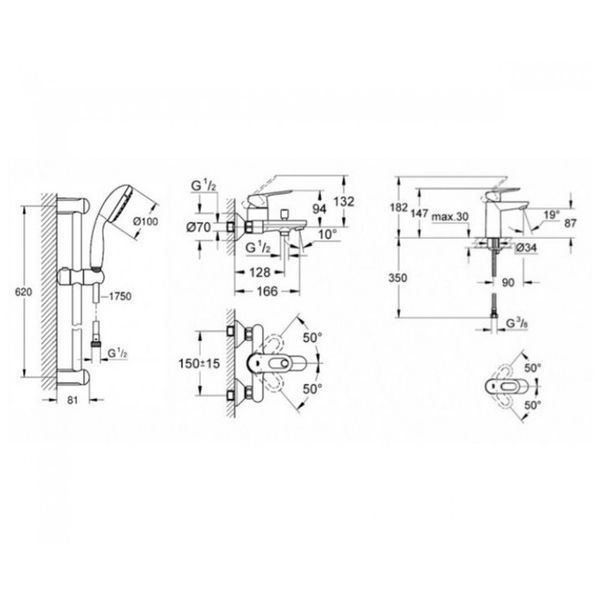 Набір змішувачів для ванни S-Size Grohe BauLoop (UA123214S1) UA123214S1 фото