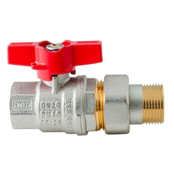 Кран з американкою Koer Extreme KE.227-20 - 3/4" ручка "метелик" червона (KR5766) KR5766 фото