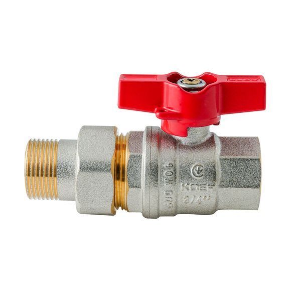Кран з американкою Koer Extreme KE.227-20 - 3/4" ручка "метелик" червона (KR5766) KR5766 фото
