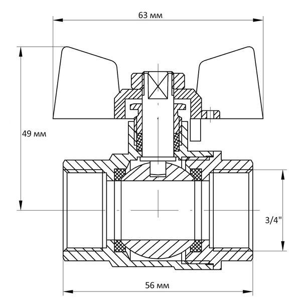 Кран кульовий Koer 3/4" ГГМ (KR.217.W) білий (KR0179) KR0179 фото