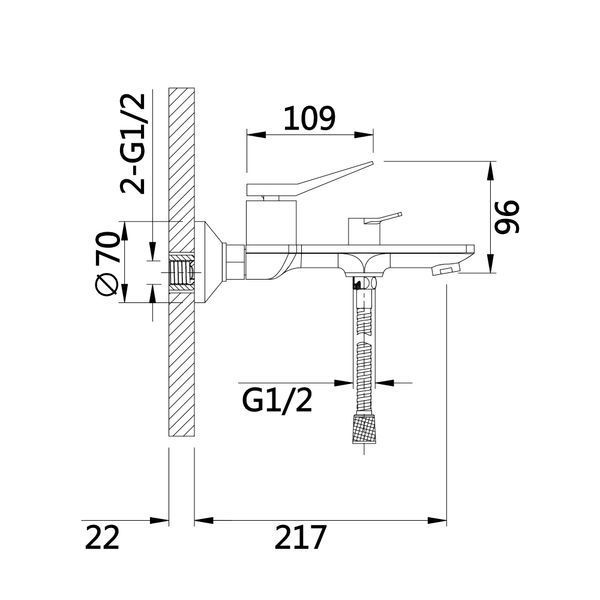Змішувач для ванни Qtap Presto (з душовим гарнітуром) QTPRE259GRP45584 Graphite QTPRE259GRP45584 фото