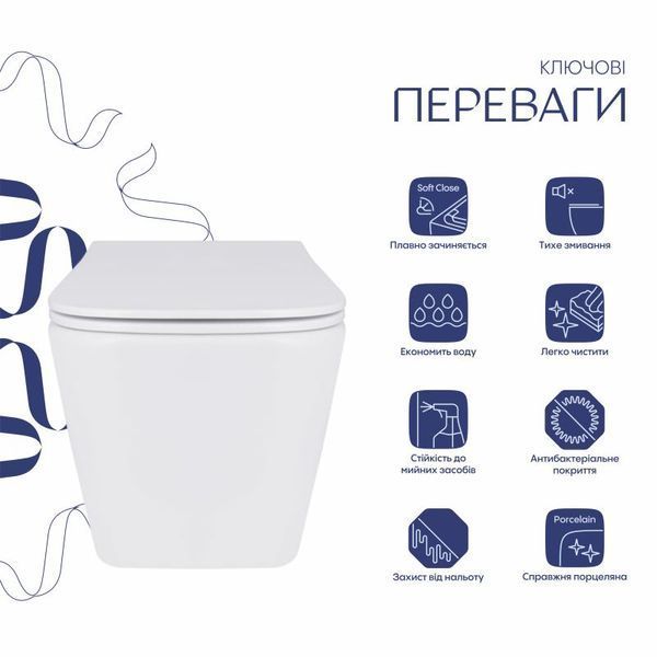 Унітаз підвісний Qtap Tern із сидінням Soft-close QT17332303ASW SD00050772 фото