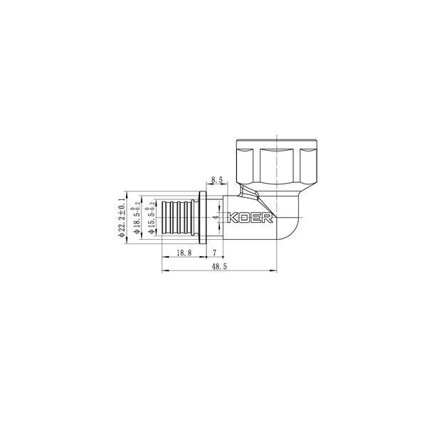 Кутник перехідний з ВР Koer KA.L08F-16 - 16(2.2mm) x 3/4"F (KR4877) KR4877 фото