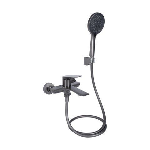 Змішувач для ванни Qtap Vlasta New (з душовим гарнітуром) QTVLA259GMB45643 Gunmetal Black PVD QTVLA259GMB45643 фото