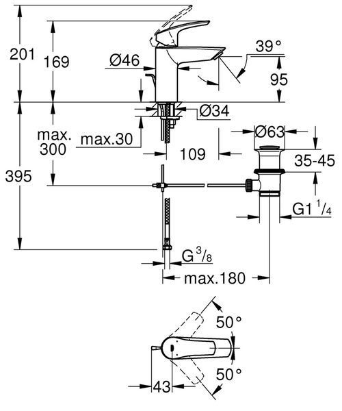 Змішувач для раковини S-розміру Grohe Eurosmart New (33265003) 33265003 фото