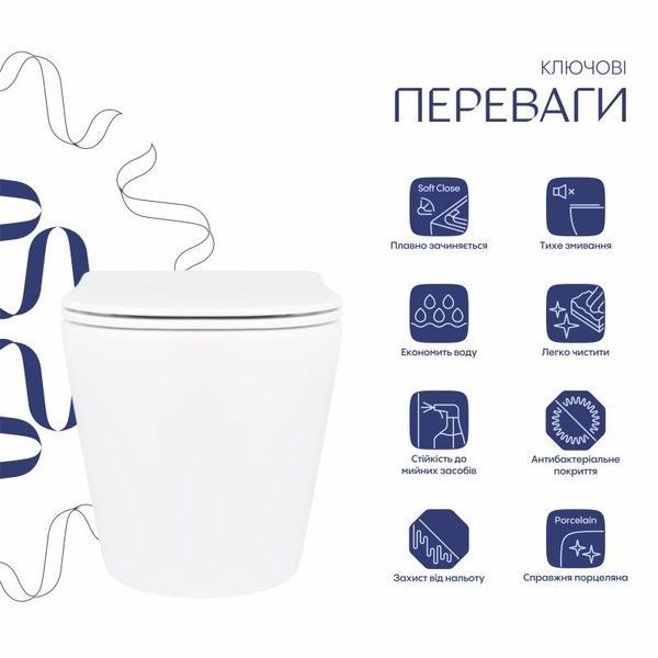 Унітаз підвісний Qtap Scorpio безободковий Ultra Quiet з сидінням Soft-close QT14332380AW SD00050898 фото