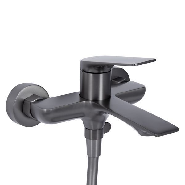 Змішувач для ванни Qtap Vlasta New (з душовим гарнітуром) QTVLA259GMB45643 Gunmetal Black PVD QTVLA259GMB45643 фото