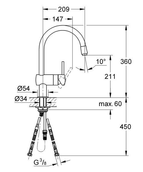 Змішувач для кухні з висувним виливом Grohe Minta (32918000) 32918000 фото