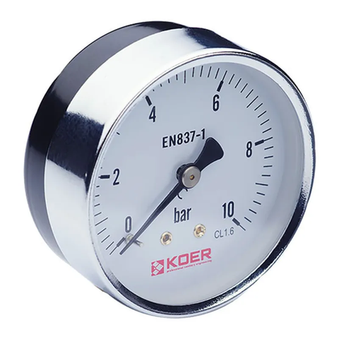 Манометр аксіальний (KOER KM.611A) (0-10 bar), D 63мм, 1/4''-1/2'' (KR0212) KR0212 фото
