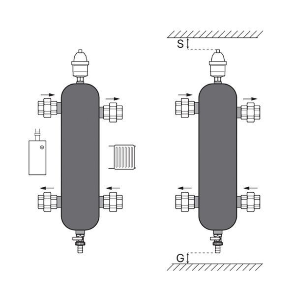 Гідрострелка Koer KR.S1032 4/2 (з повітровідв. і дренаж. краном) 1"НР SUS304 (KR2959) KR2959 фото