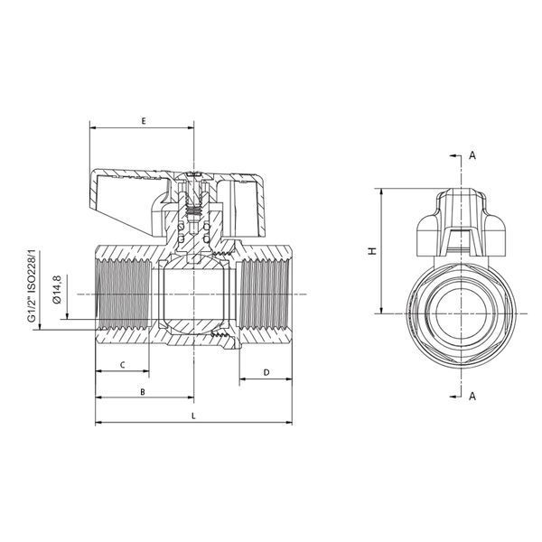 Кран кульовий ГАЗ, Roho R211-050G - 1/2" ВВ ручка "метелик" жовта Roho R111-050G - 1/2" ВЗ (RO0242) RO0242 фото