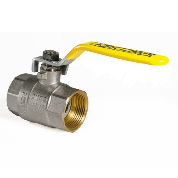 Кран кульовий KOER KR.214.G - 1 1/4" FF ГГВ YELLOW, ручка "важіль" жовта (KR0115) KR0115 фото