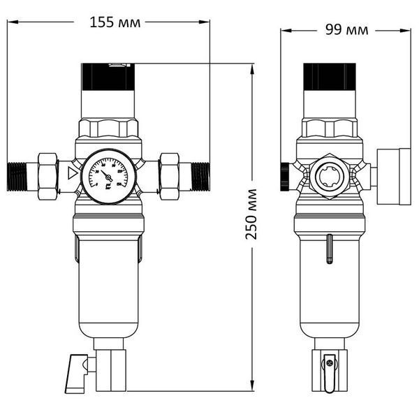 Фільтр самоочисний з редуктором тиску та манометром Koer KR.1242 - 1" (KR3186) KR3186 фото