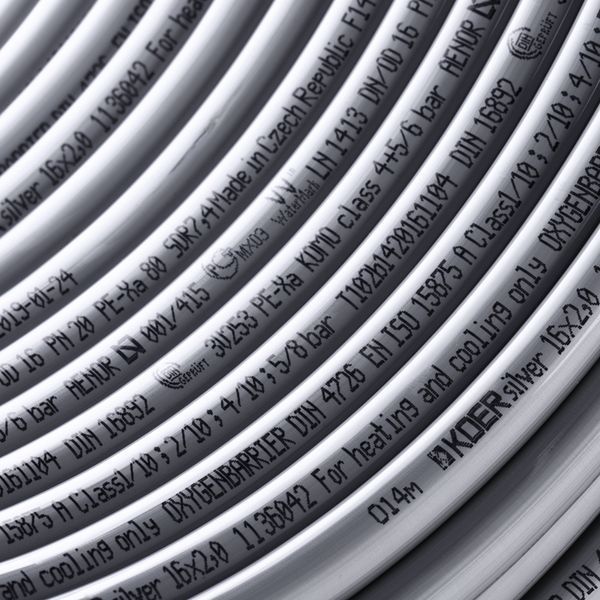 Труба для теплої підлоги з кисневим бар'єром KOER PEX-B EVOH 16*2,0 (SILVER) (240 м) (KR2858) KR2858 фото