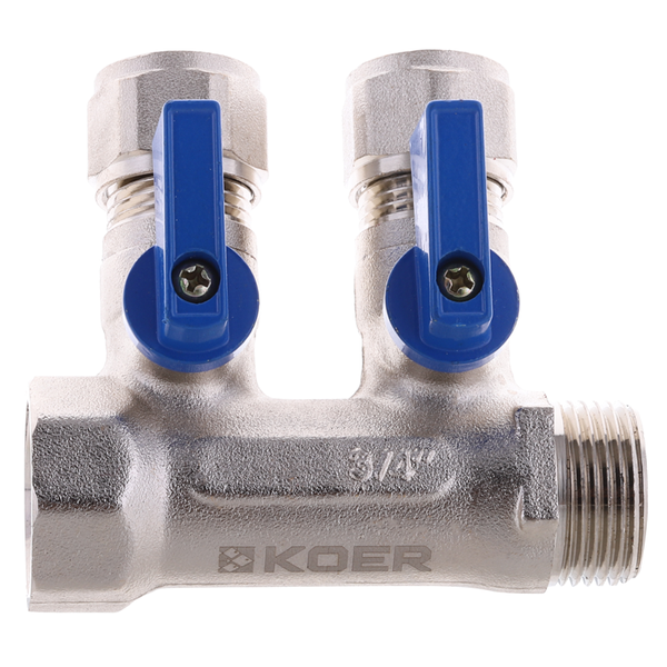 Колектор з кульовими кранами і фитингом Koer KR.1125-2 3/4"x2 ways (KR2835) KR2835 фото