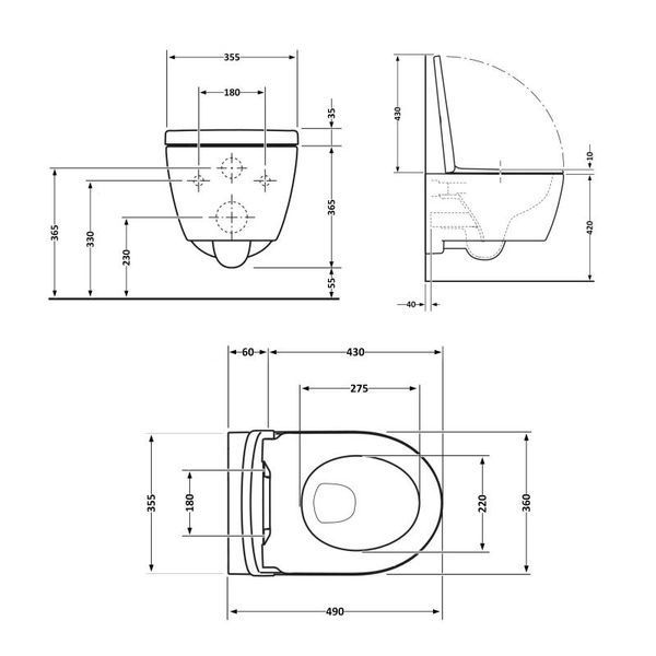 Унітаз підвісний Qtap Taurus безободковий з сидінням Soft-close QT2433084EUQMB SD00051553 фото