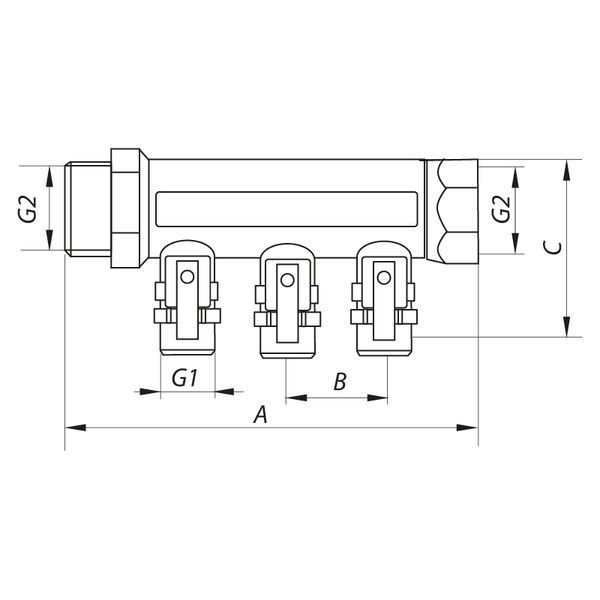 Колектор з кульовими кранами і фитингом Koer KR.1125-2 3/4"x2 ways (KR2835) KR2835 фото