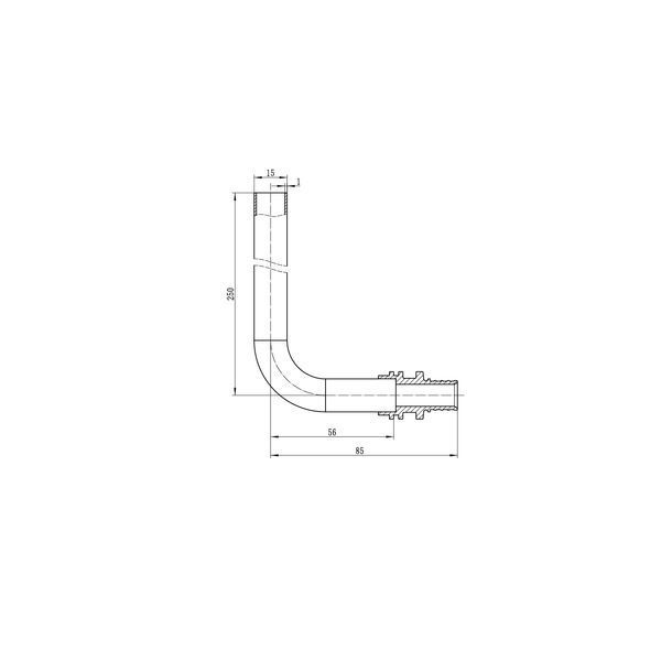 Трубка Г-подібна для приєднання радіатора Koer KA.D16-250 - 16(2.2mm) x 15-250mm (KR4902) KR4902 фото