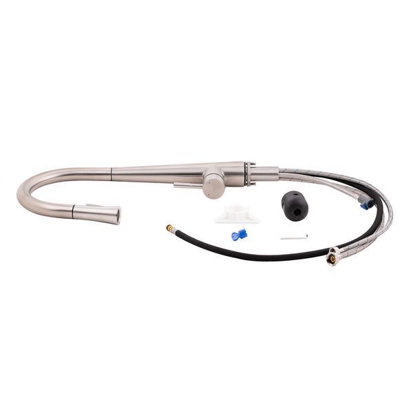 Змішувач для кухні Qtap Evicka з висувним виливом QTEVI91103UN Brushed Nickel PVD QTEVI91103UN фото