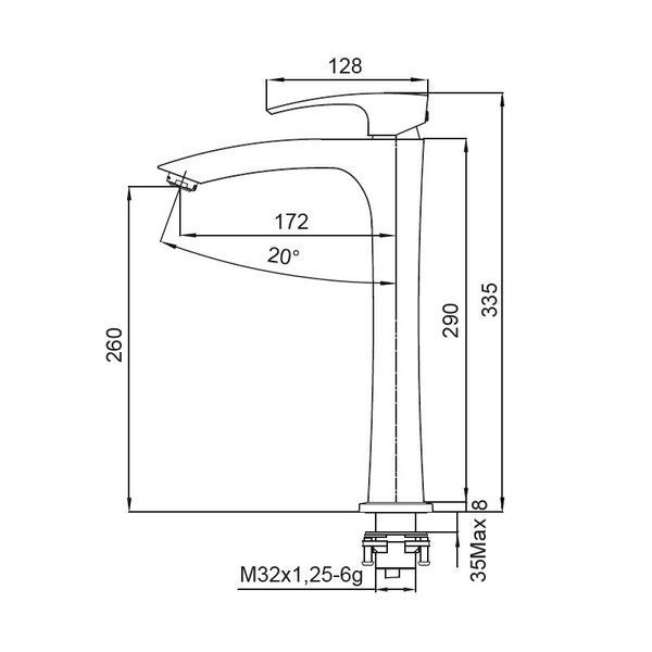 Змішувач для умивальника Koer KB-11007-05 високий (Колір чорний) (KR3441) KR3441 фото