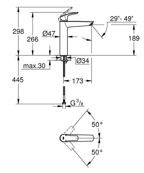 Змішувач на стільницю для раковини XL-розміру Grohe Eurosmart New (23971003) 23971003 фото