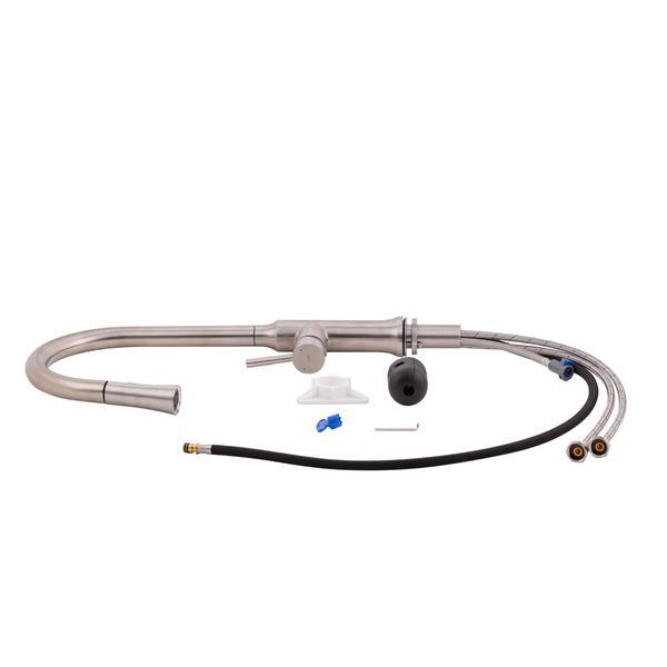 Змішувач для кухні Qtap Baruska з висувним виливом QTBAR9137103UN Brushed Nickel PVD QTBAR9137103UN фото