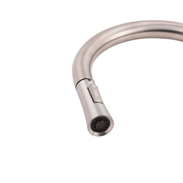 Змішувач для кухні Qtap Baruska з висувним виливом QTBAR9137103UN Brushed Nickel PVD QTBAR9137103UN фото