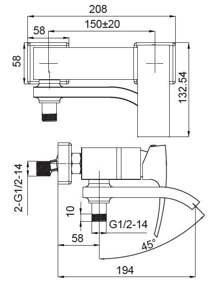 Змішувач для ванни Koer KB-41007-04 з коротким виливом (Колір хром+білий) (KR5157) KR5157 фото