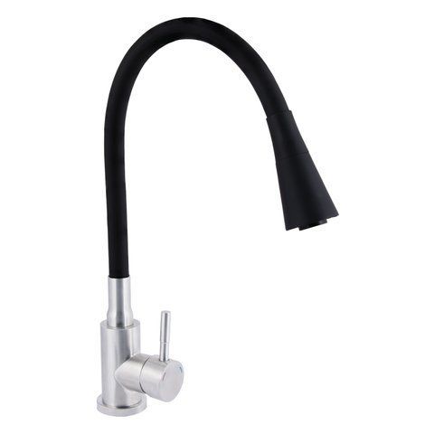 Змішувач для кухні Lidz Aria 015F31 з гнучким виливом (k35) LDARI015F31BNK31872 Black / Nickel LDARI015F31BNK31872 фото
