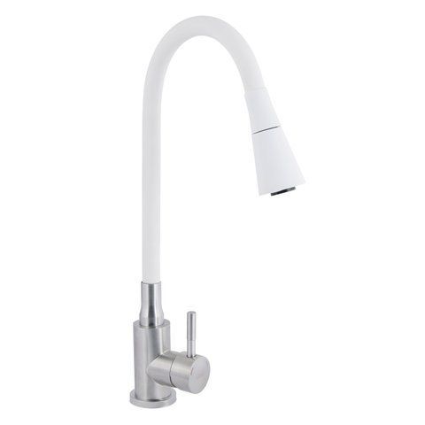 Змішувач для кухні Lidz Aria 015F31 з гнучким виливом (k35) LDARI015F31WNK36981 White / Nickel LDARI015F31WNK36981 фото