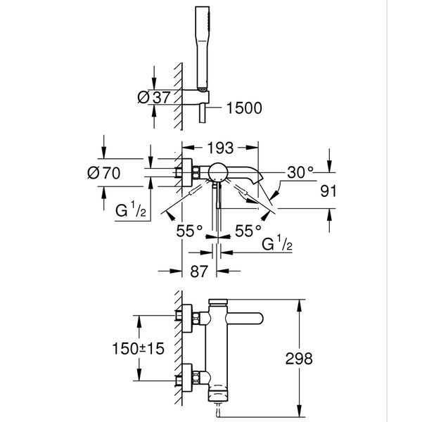 Одноважільний змішувач для ванни Grohe Essence (25249001) 25249001 фото