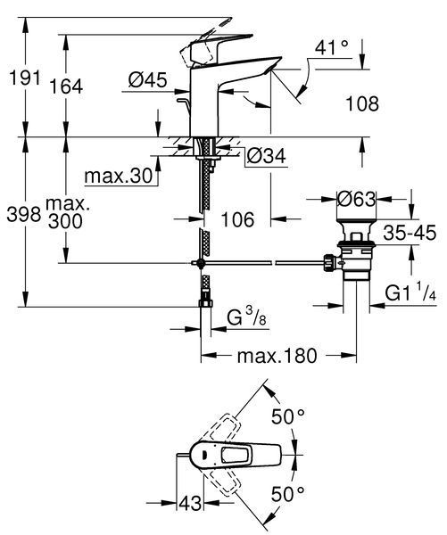 Змішувач для раковини M-розміру Grohe BauLoop New (23762001) 23762001 фото