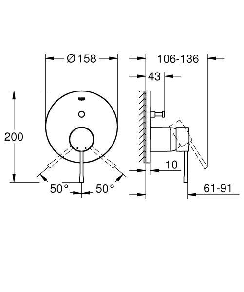 Змішувач прихованого монтажу на 2 споживача Grohe Essence New (24058001) 24058001 фото