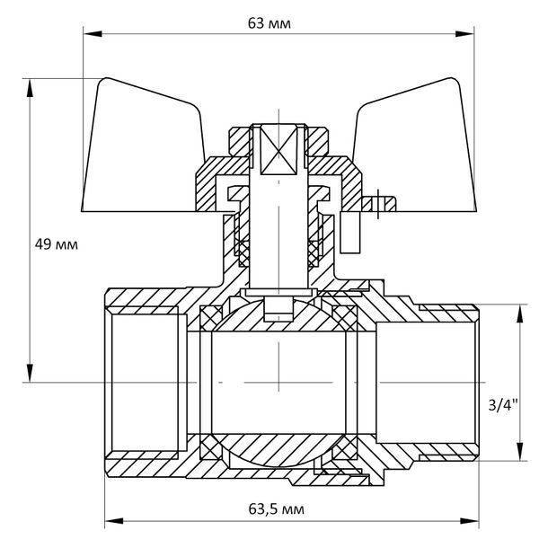 Кран кульовий Koer 3/4" ГШМ (KR.218.B) синій (KR2723) KR2723 фото