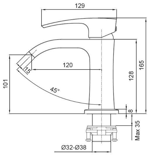Змішувач для умивальника Koer KB-12007-04 (Колір хром+білий) (KR5151) KR5151 фото