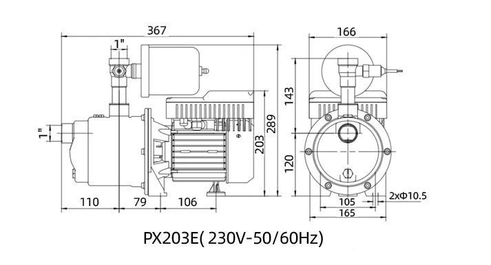 PX203-E SHIMGE багатоступ. станція (0,37 кВт, Нmax=32м, Qmax=70л/хв)  1048702 фото
