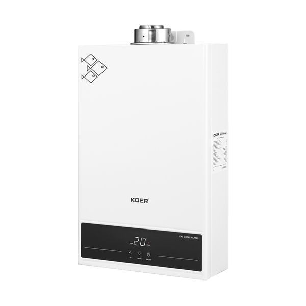 Газова колонка KOER KWH.G0312 TURBO WHITE турбована 12 л/хв, колір білий (KR5557) KR5557 фото