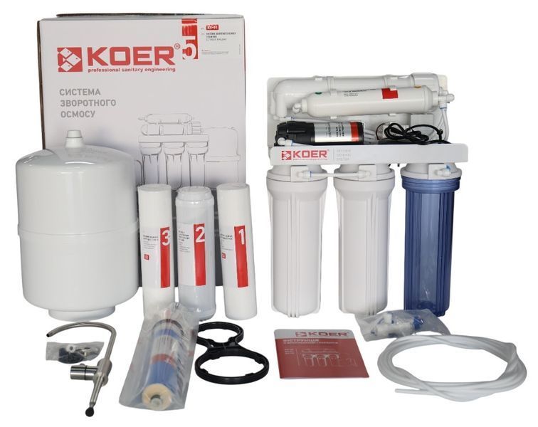 Система зворотного осмосу KOER KV-91 5 ступенів + помпа, мембрана 75 галон (KR5327) KR5327 фото