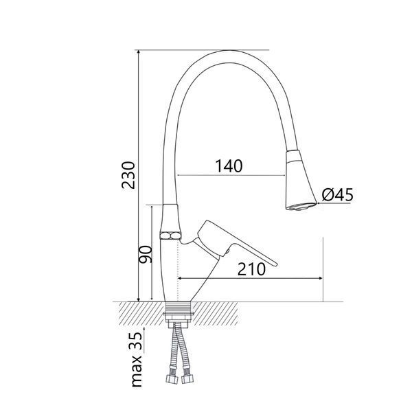 Змішувач для кухні Lidz Tani 007F3 з гнучким виливом (k40) LDTAN007F3BCR37649 Chrome/Black LDTAN007F3BCR37649 фото