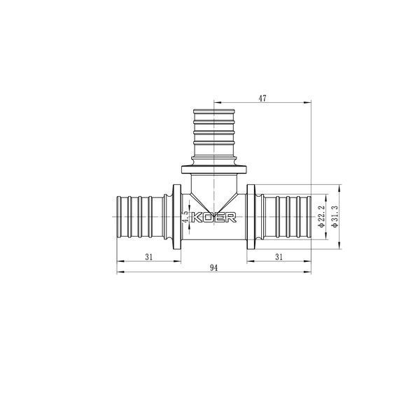 Трійник рівнопрохідний Koer KA.T25 -25(3.5mm) x25(3.5mm) x 25(3.5mm) (KR4886) KR4886 фото