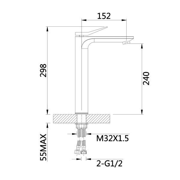Змішувач для раковини Qtap Presto високий QTPRE269GRP45582 Graphite QTPRE269GRP45582 фото